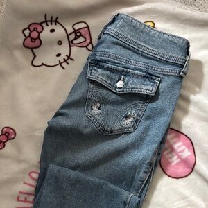 Hollister Light Blue Embroidered Bootcut Jeans